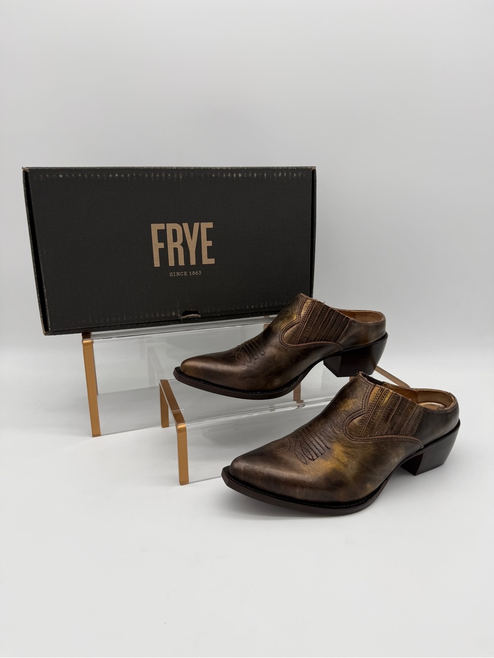 Frye Sacha Pointed Toe Leather Mule - Argan Oil - Size 7.5